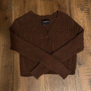 Ambiance Chocolate Brown Cable Knit Cardigan
